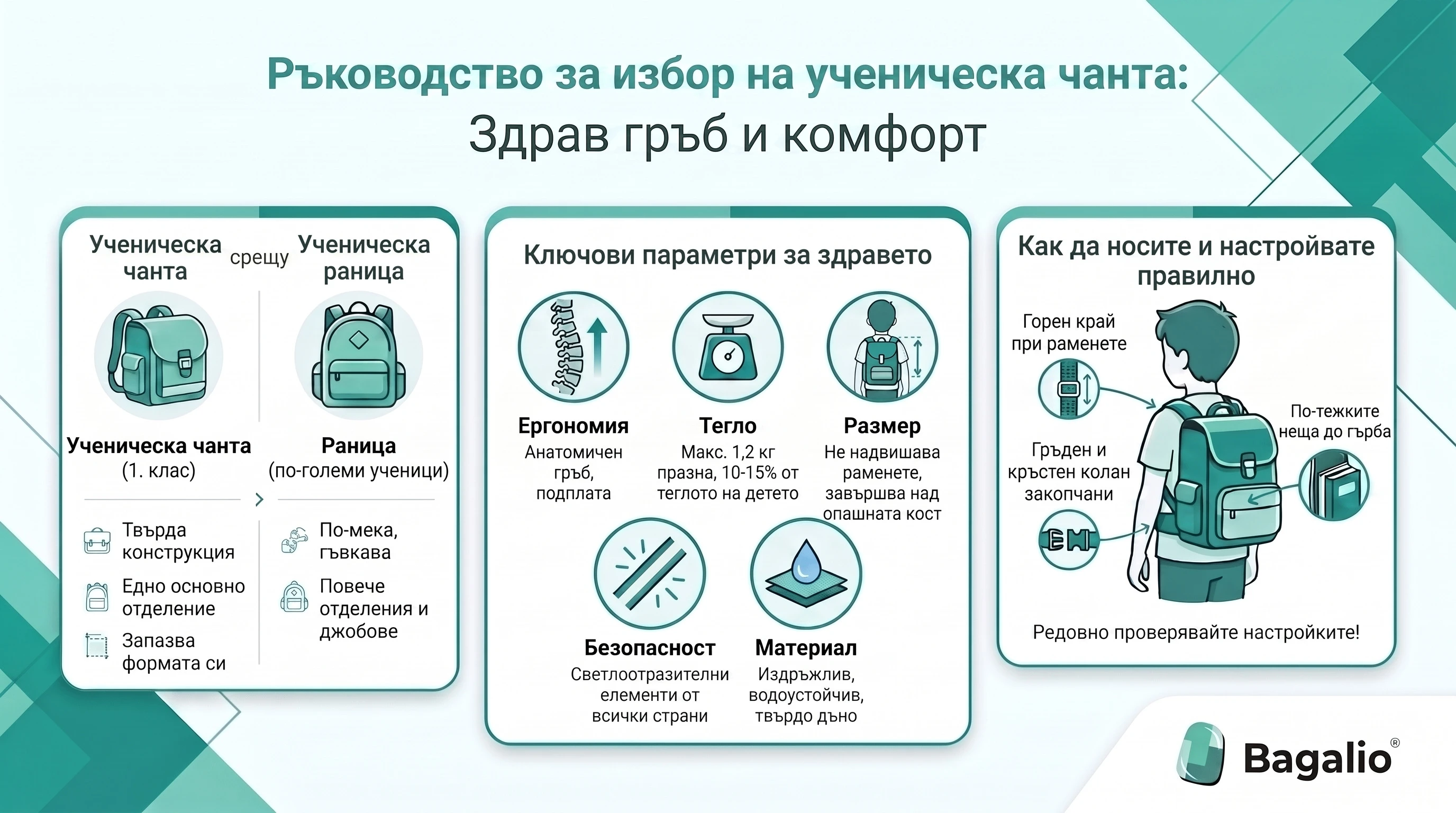 Инфографика: как да изберете ученическа чанта за здрав гръб и комфорт